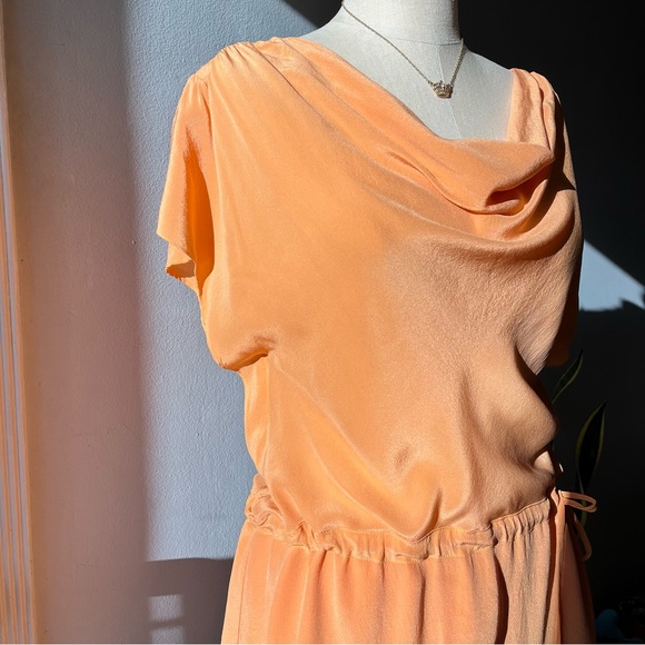 {tl}The Letter• 100% silk tangerine dress•sz L - Picture 3 of 6